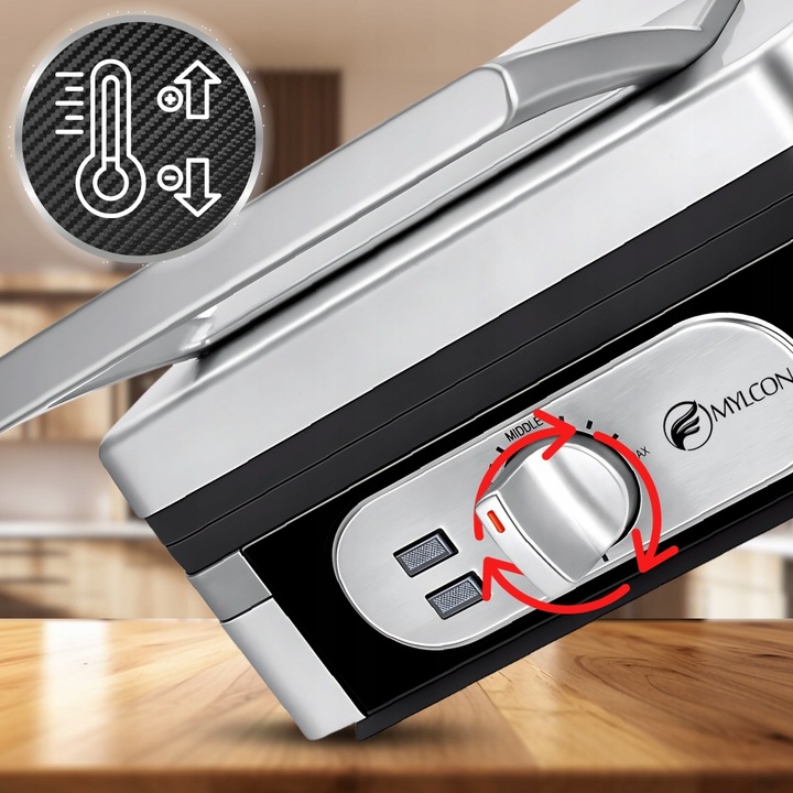 MOCNA GOFROWNICA MYLCON Z REGULACJĄ TEMPERATURY 2 DUŻE CHRUPIĄCE GOFRY