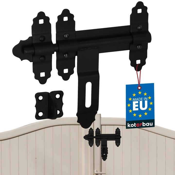 ZASUWA BRAMOWA GARAŻOWA RYGIEL BLOKADA ZAMKNIĘCIE DRZWI BRAMY CZARNA 200 MM