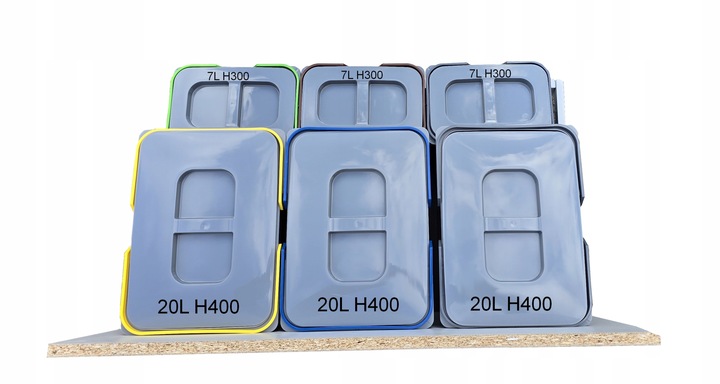 Zestaw koszy na śmieci 81L do szuflady szafki 80 cm Blum 6 poj. na