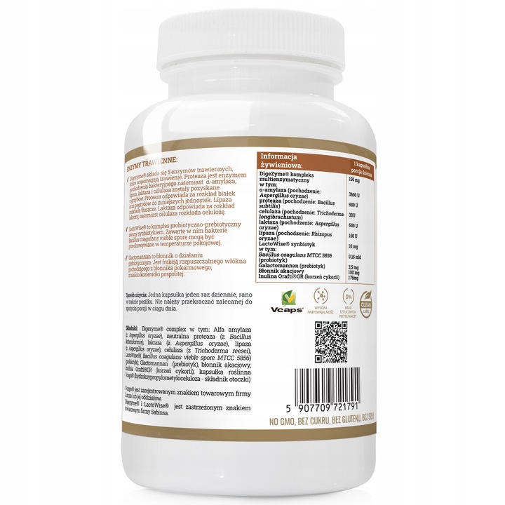 Progress Labs ENZYMY TRAWIENNE Dobre Trawienie Celuloza Błonnik 90 kaps