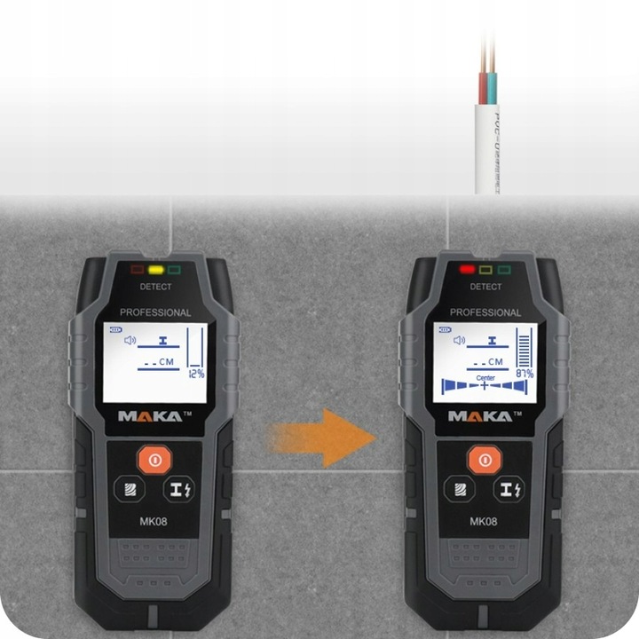 WYKRYWACZ DETEKTOR PRZEWODÓW KABLI METALI W ŚCIANIE DREWNA METALU + BATERIA
