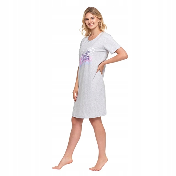 KOSZULA NOCNA z napisem do kolan krótki rękaw Moraj rozmiar M