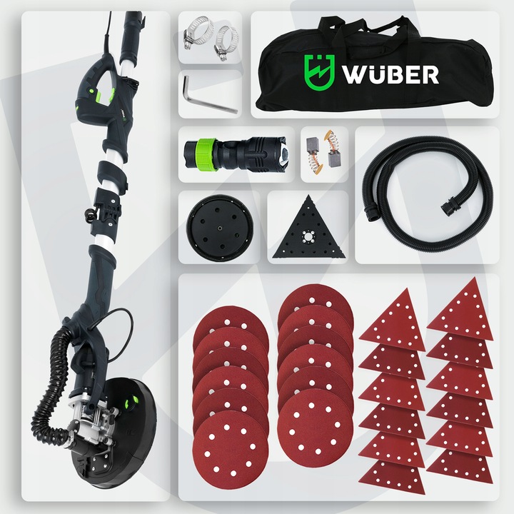 SZLIFIERKA ŻYRAFA DO GIPSU GŁADZI TYNKU LED DWIE GŁOWICE PAPIER 12x