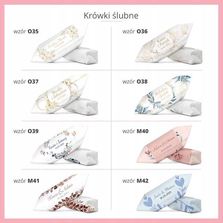 KRÓWKI PERSONALIZOWANE WESELE ŚLUB ROCZNICA 1 KG Podziękowanie dla Gości
