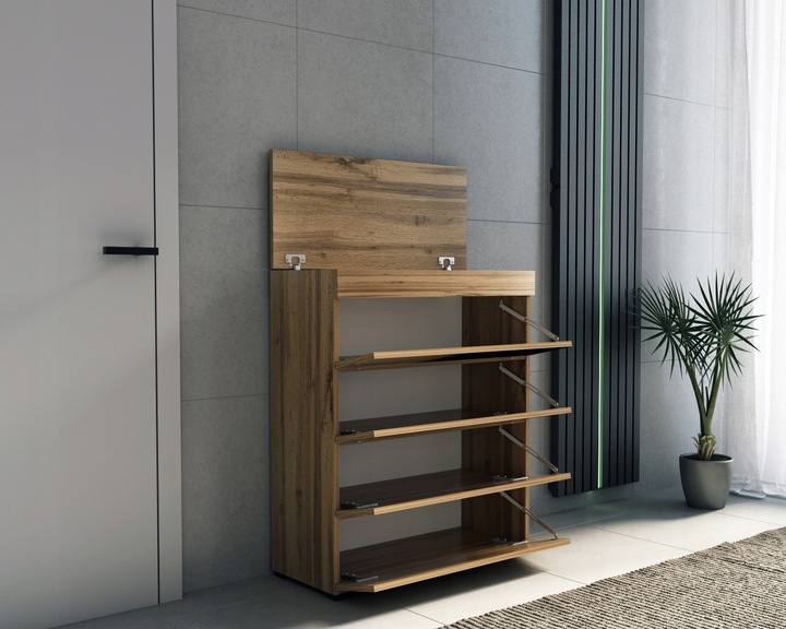 Komoda na buty 80cm ze schowkiem na czapki kluczyki 80 dąb wotan