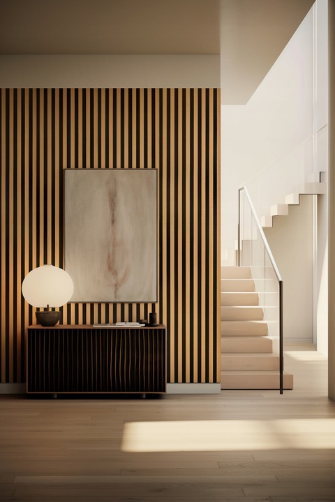 Lamele ścienne, akustyczne 54x260 cm na czarnym filcu Dąb i inne