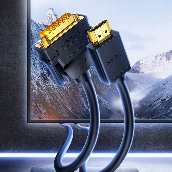 Kabel wideo Ugreen, HDMI/DVI, wytrzymały przewód 1,5m, FHD, 60HZ,