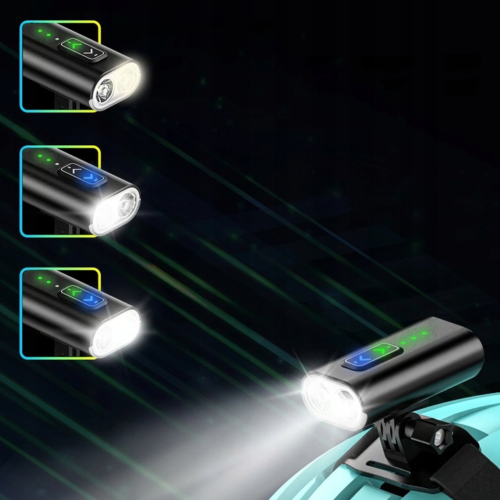 Mocna Lampka ROWEROWA Światło LED przód tył latarka 2600mAh ROWER ZESTAW