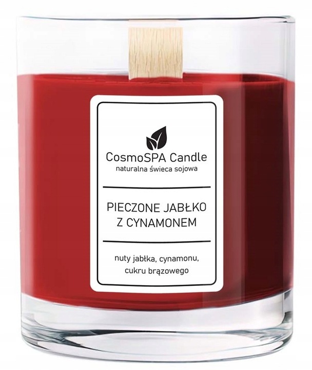 NATURALNA ŚWIECA ZAPACHOWA SOJOWA W SZKLE PIECZONE JABŁKO Z CYNAMONEM