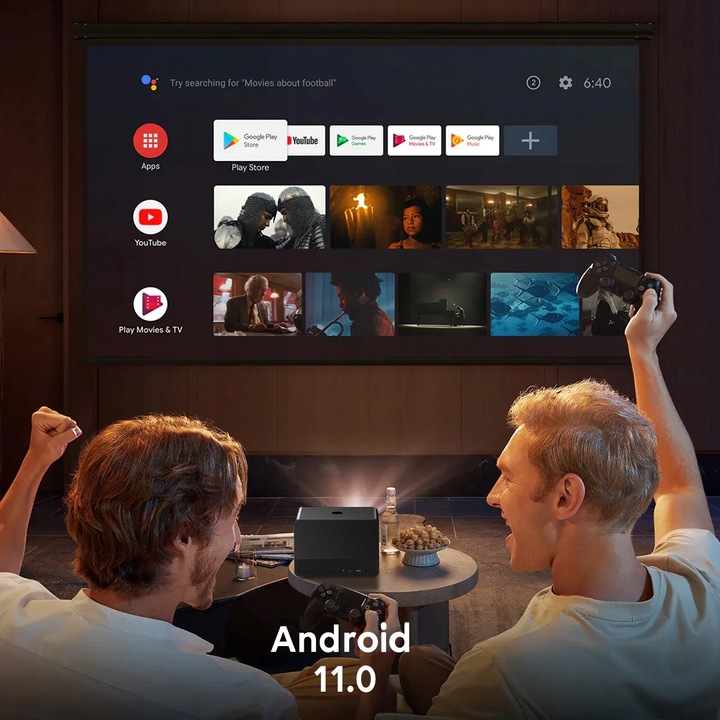 RZUTNIK PROJEKTOR LED AUTOFOCUS ANDROID TV 11 4K FULL HD WIFI PILOT BT