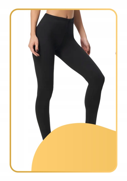 Legginsy DAMSKIE długie BAMBUSOWE Getry Wysoki Stan Czarne KRYJĄCE S/M