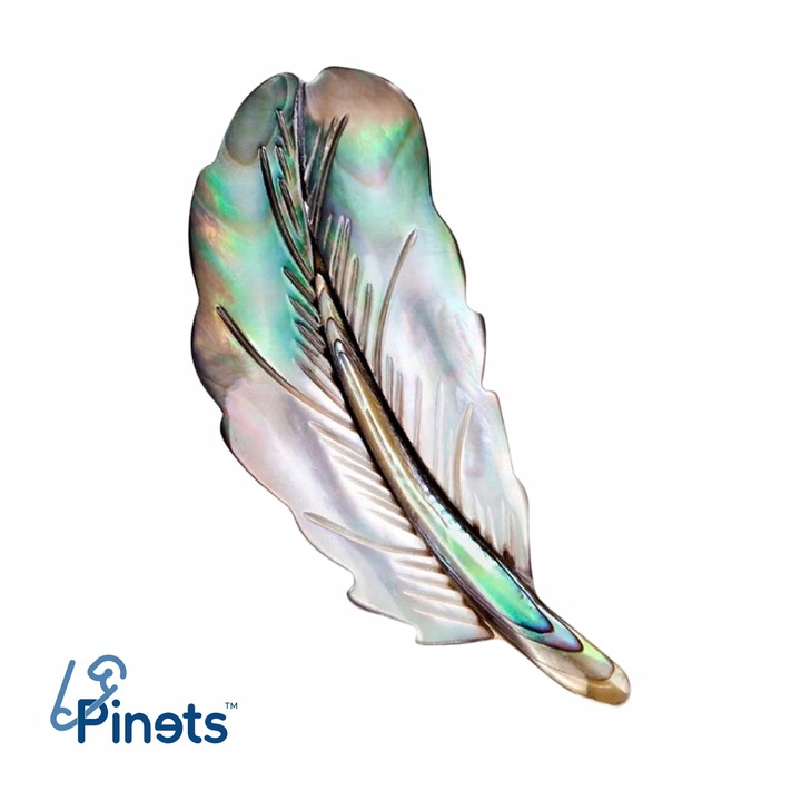 PINETS broszka Pióro Piórko masa perłowa Ozdoba