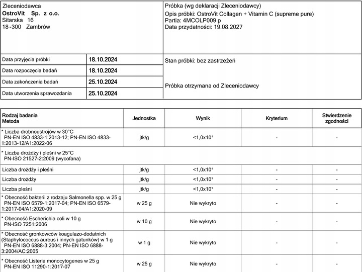 OstroVit Collagen + Vitamin C 400 G KOLAGEN Do Picia + Witamina C STAWY