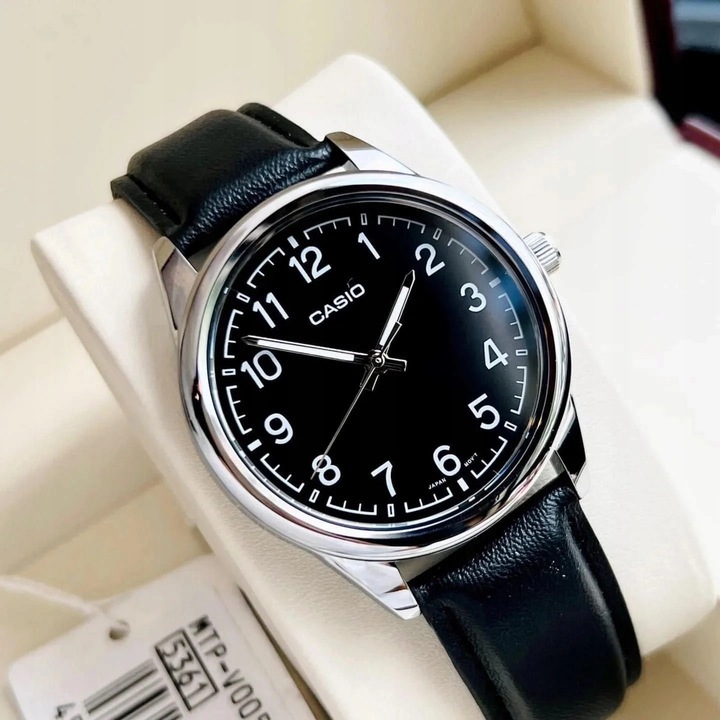 ZEGAREK MĘSKI CASIO MTP-V005L skórzany + BOX +GRAWER