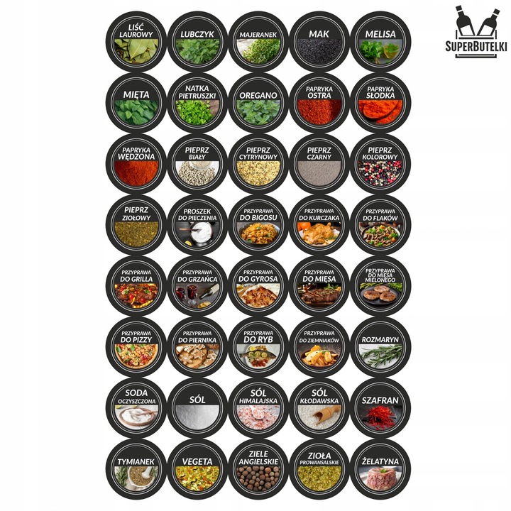 18x POJEMNIKI NA PRZYPRAWY STOJAK PRZYPRAWNIK NAKLEJKI NA PRZYPRAWY +GRATIS