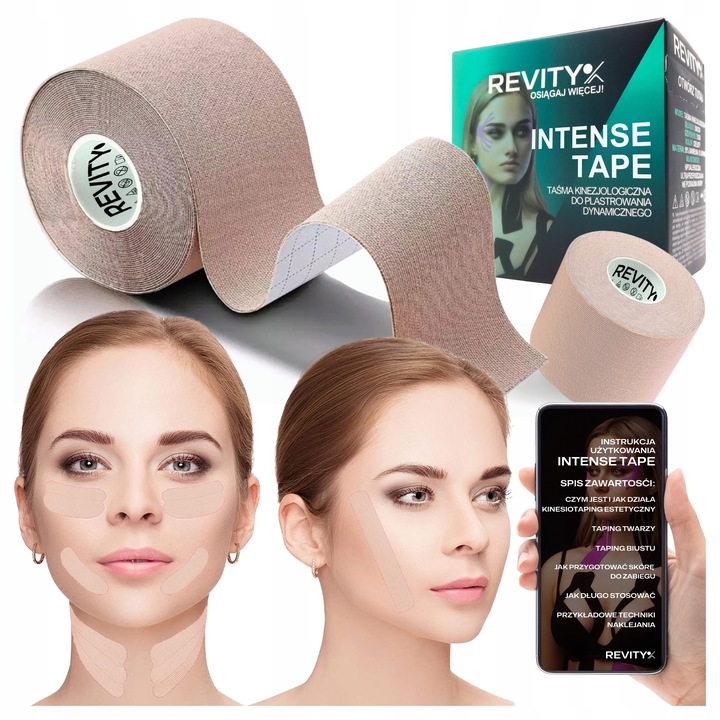 TAŚMA DO BIUSTU TAPINGU TWARZY 5m KINEZJOLOGICZNA KINESIO LIFT TAPE TEJPY