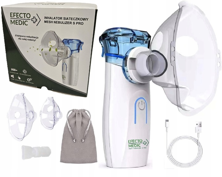 INHALATOR NEBULIZATOR Siateczkowy DLA DZIECI DOROSŁYCH przenośny CICHY SPRO