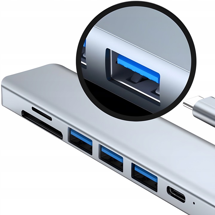 HUB ADAPTER ROZDZIELACZ USB-C 7W1 HDMI USB C 3.0 KART SD MICRO 100W 4K