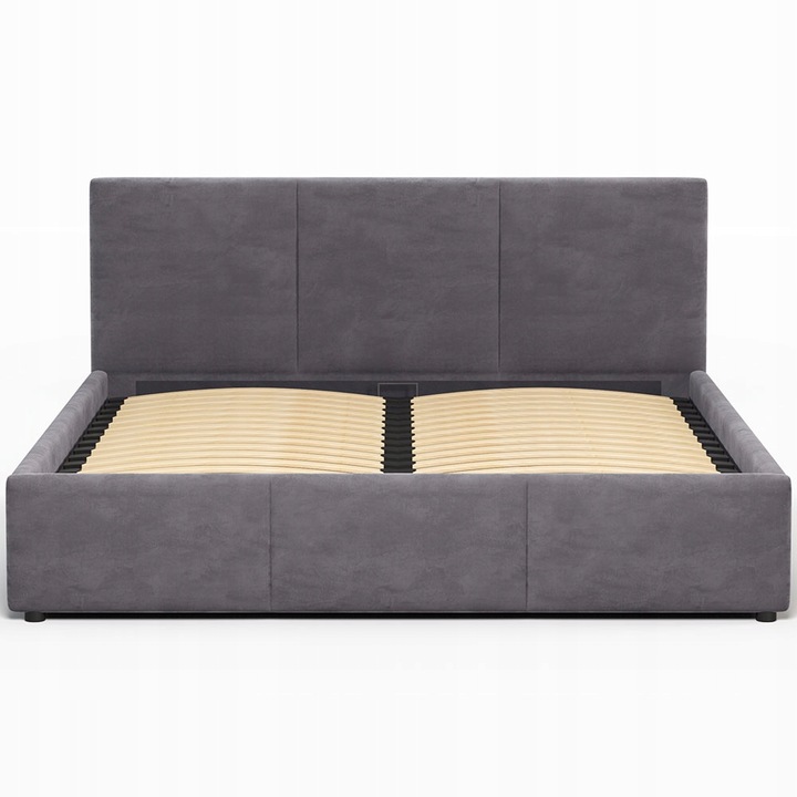 Łóżko tapicerowane 160×200 z pojemnikiem i zagłówkiem Nela szare