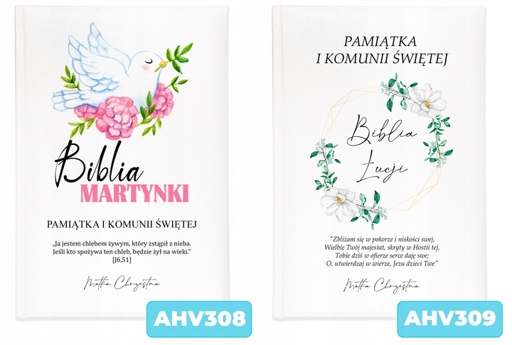 BIBLIA OBRAZKOWA Pamiątka KOMUNII ŚWIĘTEJ TWOJE IMIĘ PREZENT OD CHRZESTNEGO