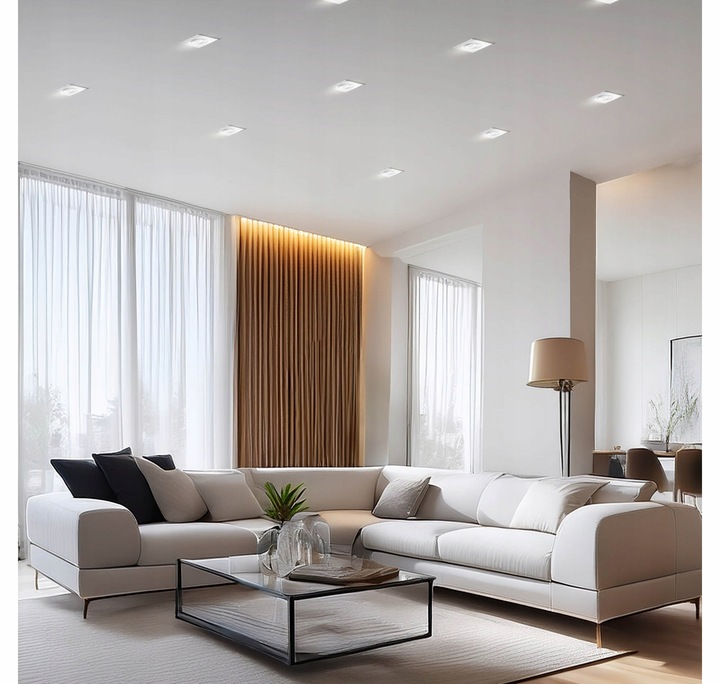 6x oprawa halogenowa SZKLANA kwadrat + LED GU10 5W