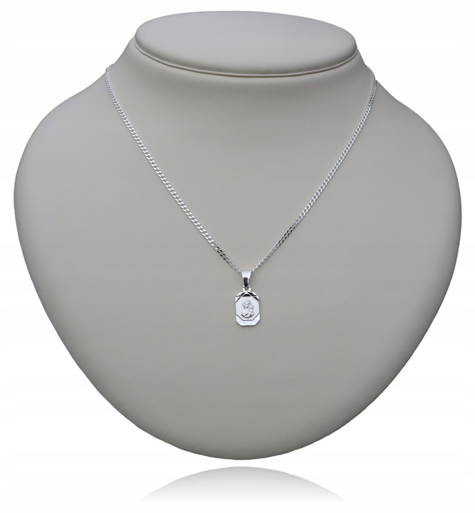 ŁAŃCUSZEK SREBRNY MEDALIK KOMUNIJNY MATKA BOSKA NA KOMUNIĘ NA CHRZEST