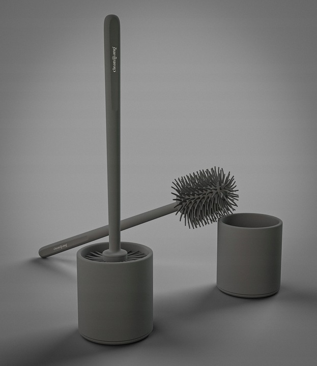 Szczotka do WC toaletowa silikonowa szara do łazienki antybakteryjna