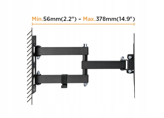 Obrotowy UCHWYT ŚCIENNY do MONITORA i TELEWIZORA na wysięgniku 23-43" 35kg