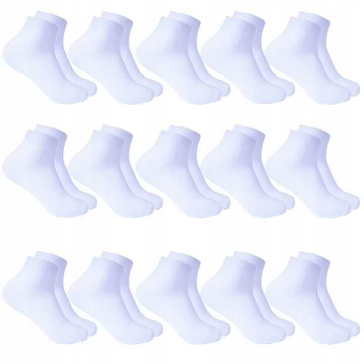 15x KRÓTKIE SKARPETY Bawełniane ODDYCHAJĄCE SKARPETKI sportowe Białe 40-43