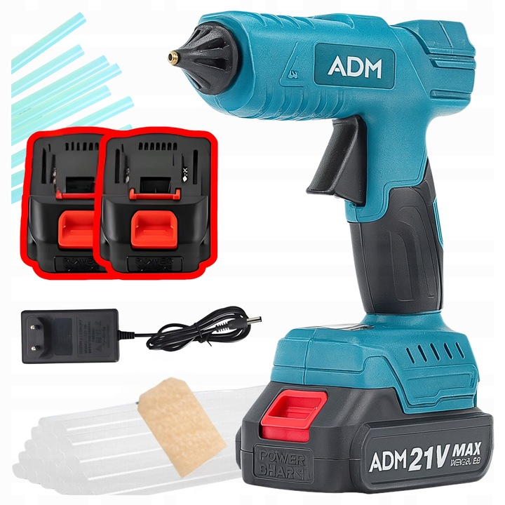 Pistolet do kleju na gorąco ADM bezprzewodowy 21V 2x akumulator 12