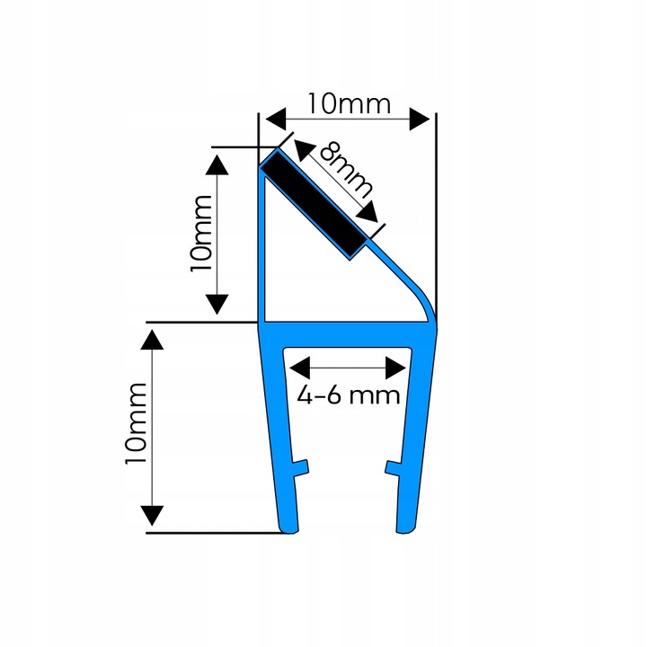 2M USZCZELKA DOMYKAJĄCA MAGNETYCZNA Z MAGNESEM DO KABINY PRYSZNICOWEJ 4-6MM