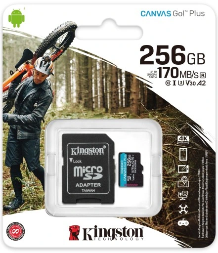 Karta pamięci micro SD SDXC 256GB KINGSTON Go! Plus 170MB/S DO KAMERY DRONA