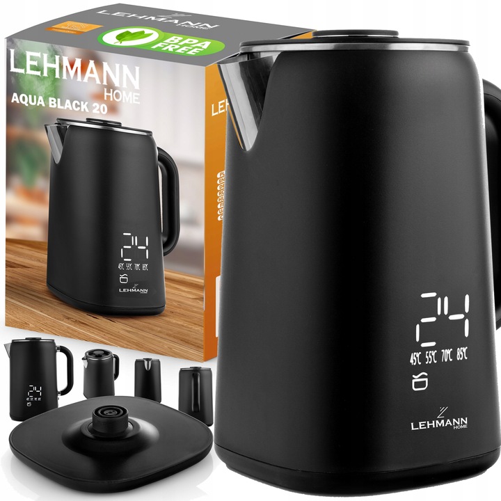 CZAJNIK ELEKTRYCZNY BEZPRZEWODOWY REGULACJA DOTYKOWY WYŚWIETLACZ LED