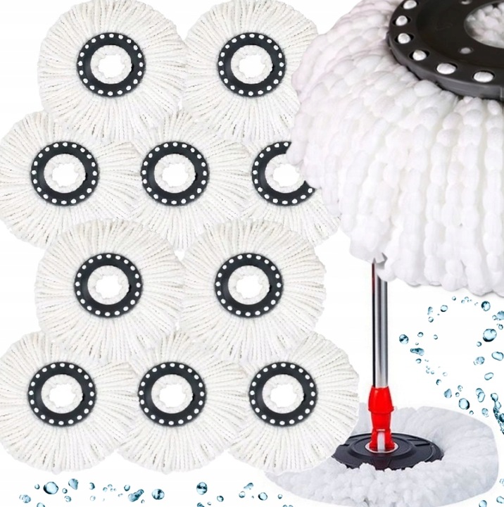 10x Wkład Do Mopa Obrotowego Spin Turbo Końcówki Wkłady Chłonne Zapas