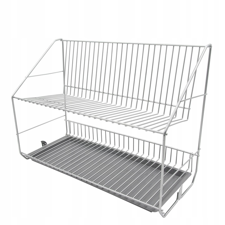 Suszarka do naczyń dwupoziomowa OSĄCZARKA ociekacz z tacką srebrna