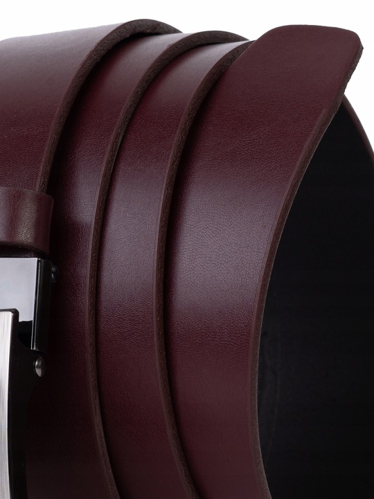 Pasek SKÓRZANY męski Klamra automat BORDOWY spodni