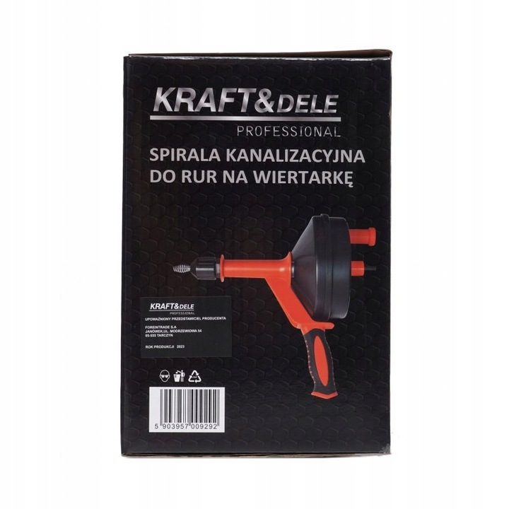 SPIRALA KANALIZACYJNA 7,6m do przetkania rur na wkrętarkę KD11765