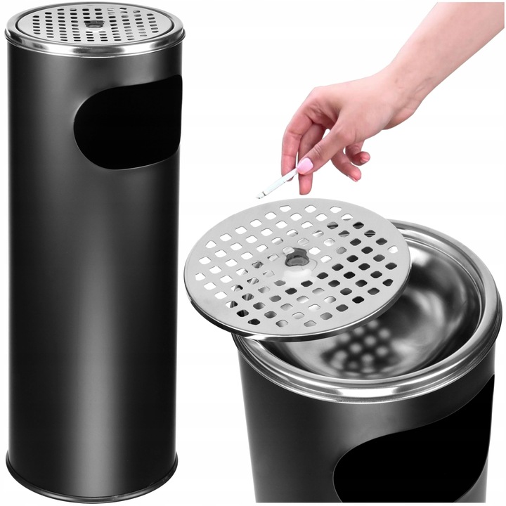 POPIELNICZKA ZEWNĘTRZNA STOJĄCA KOSZ NA ŚMIECI 12 L ŚMIETNIK POPIELNICA 2w1