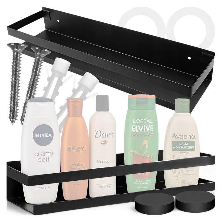 PÓŁKA ŁAZIENKOWA NA KOSMETYKI KUCHENNA CZARNA NA ŚCIANĘ XL 30cm LOFT