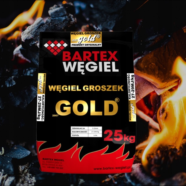 Węgiel groszek GOLD PREMIUM BARTEX 27-29 MJ - worek 25 KG