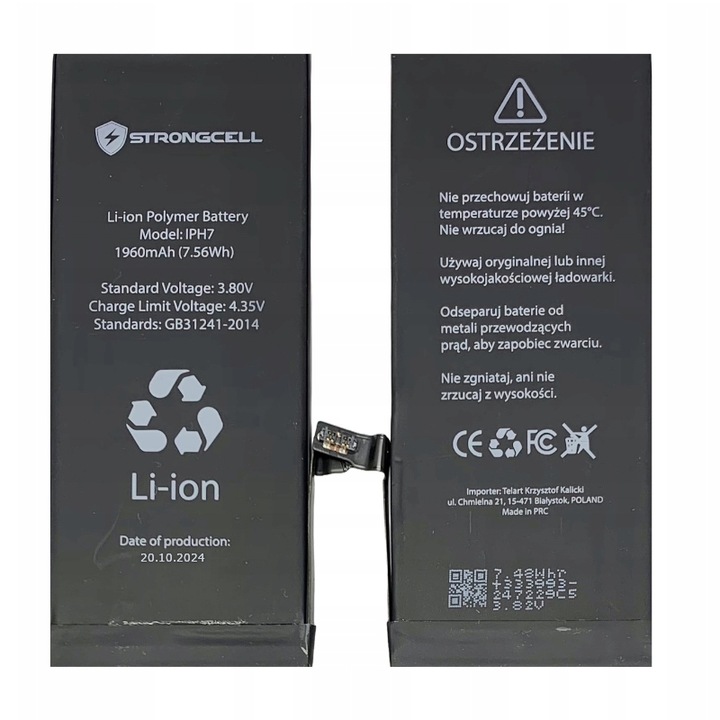 Bateria iPhone 7 STRONGCELL, A1660, A1778, A1779 ŚWIEŻA