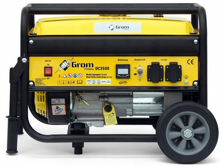AGREGAT PRĄDOTWÓRCZY 5200W generator prądu GROM POLSKA MARKA +KOŁA, AVR+