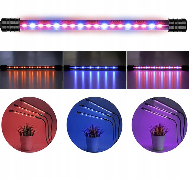 3 x Lampa do Wzrostu Roślin 60 LED Timer + Pilot
