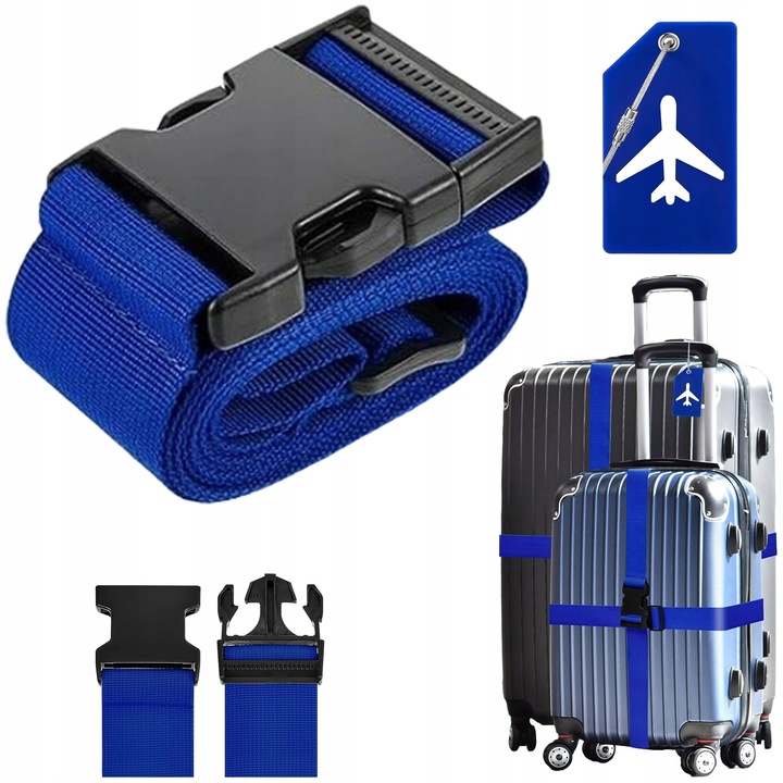 PAS ZABEZPIECZAJĄCY DO WALIZKI SPINAJĄCY BAGAŻ (NIEBIESKI) PASY DO