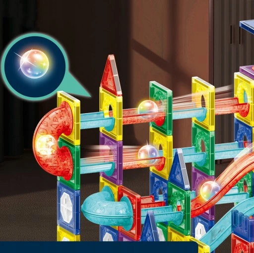 KLOCKI MAGNETYCZNE KONSTRUKCYJNE ŚWIECĄCY TOR 110el 3D MAGNETIC EDUKACYJNE