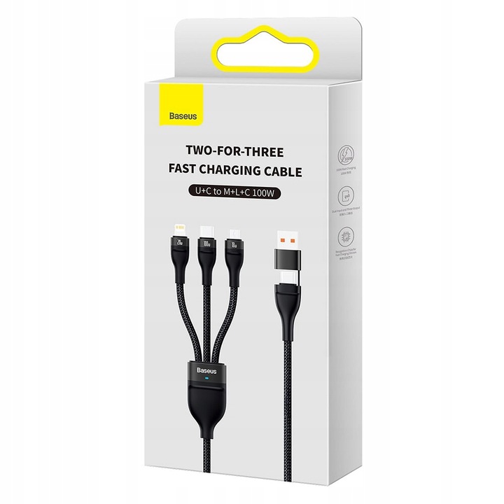 Kabel USB-USB Typ C - Micro USB-USB Typ-C-Lightning BASEUS 3w1 100W 1.2 m