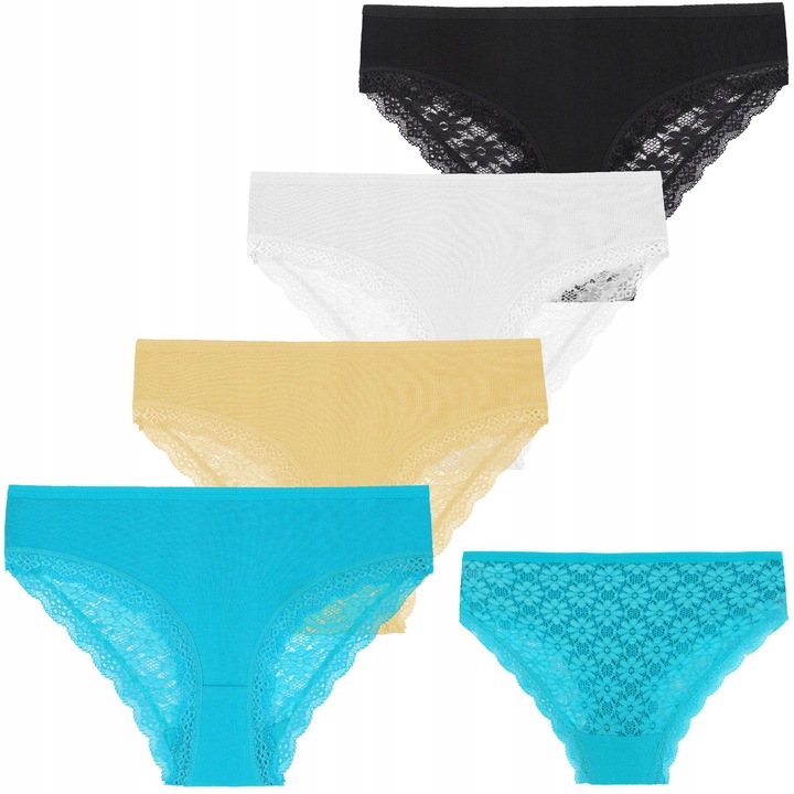 4x Koronkowe FIGI MAJTKI DAMSKIE Bawełniane Koronka Kobiecie MORAJ r. S