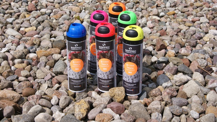Farba geodezyjna spray SOPPEC TRACK MARKER FLUO 12szt. do znakowania