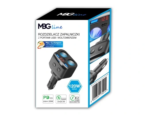 ROZDZIELACZ GNIAZDA ZAPALNICZKI 12-24V 3xUSB QC PD