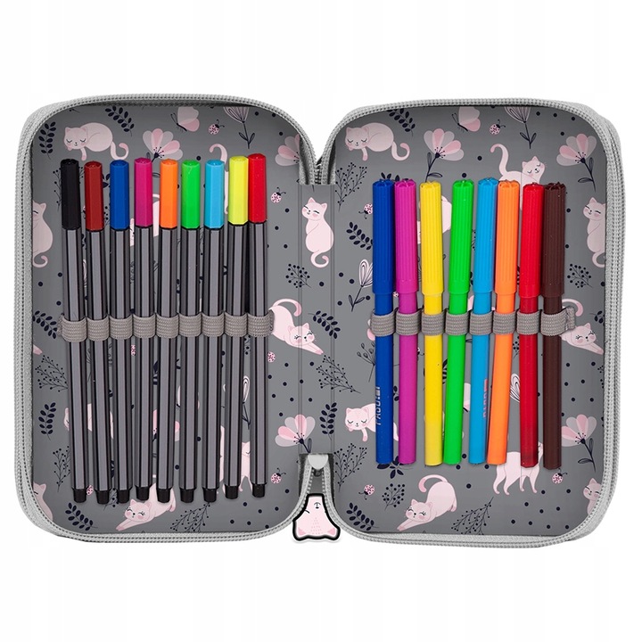 TRZYKOMOROWY PIÓRNIK SZKOLNY Z WYPOSAŻENIEM PASO z kotkiem KOTEK BRYTYJSKI